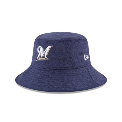 Milwaukee Brewers Gorra | New Era MLB Shadowed Stretch Bucket Hat Mexico - Azules